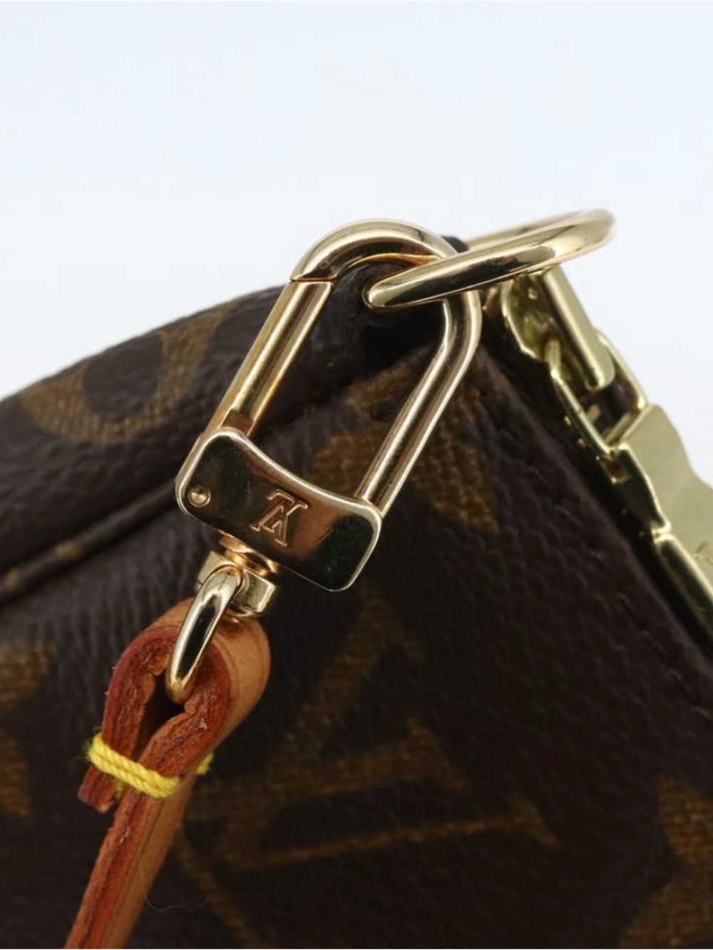 Louis Vuitton Monogram Pochette Shoulder Bag in Brown with Tan Strap - Picture 14 of 16